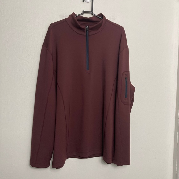 UNTUCKit Mazzano 1/4 Zip Mens Burgundy Long Sleeve Performance Pullover XXXL - Picture 2 of 5